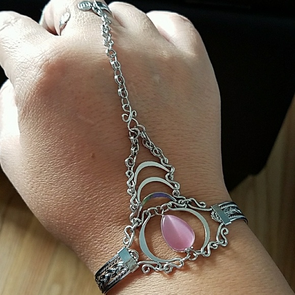 Ring bracelet with a pink tiger eyer - Picture 2 of 2